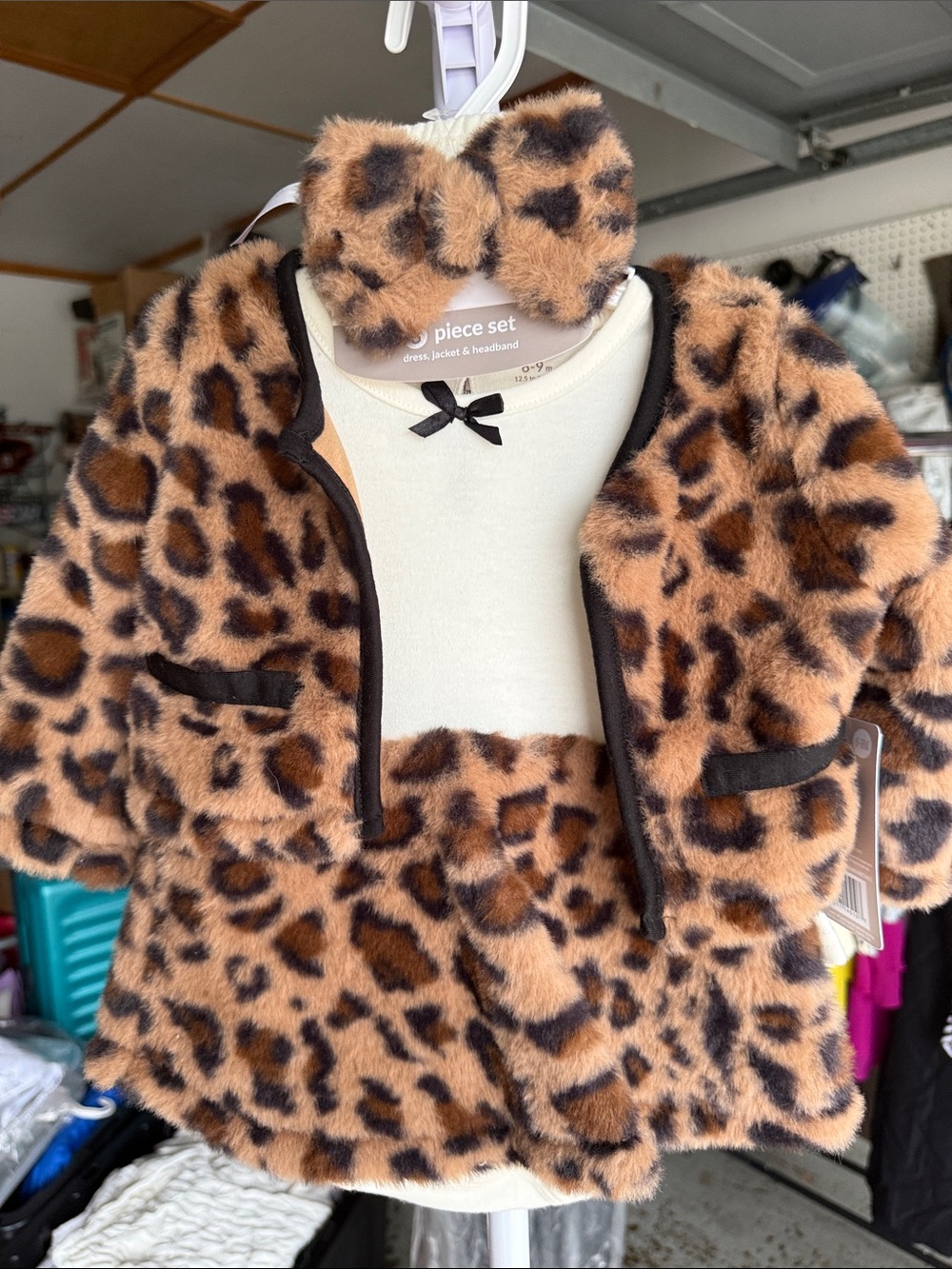 Baby Starters Leopard Print Faux Fur 3-Piece Set - Brown & Black